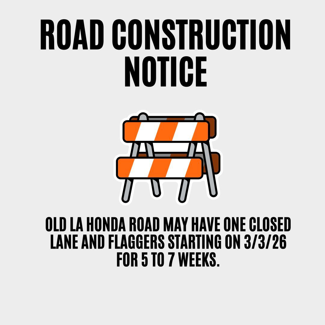 Partial Road Closure Notice on Old La Honda Road starting on March 3, 2026